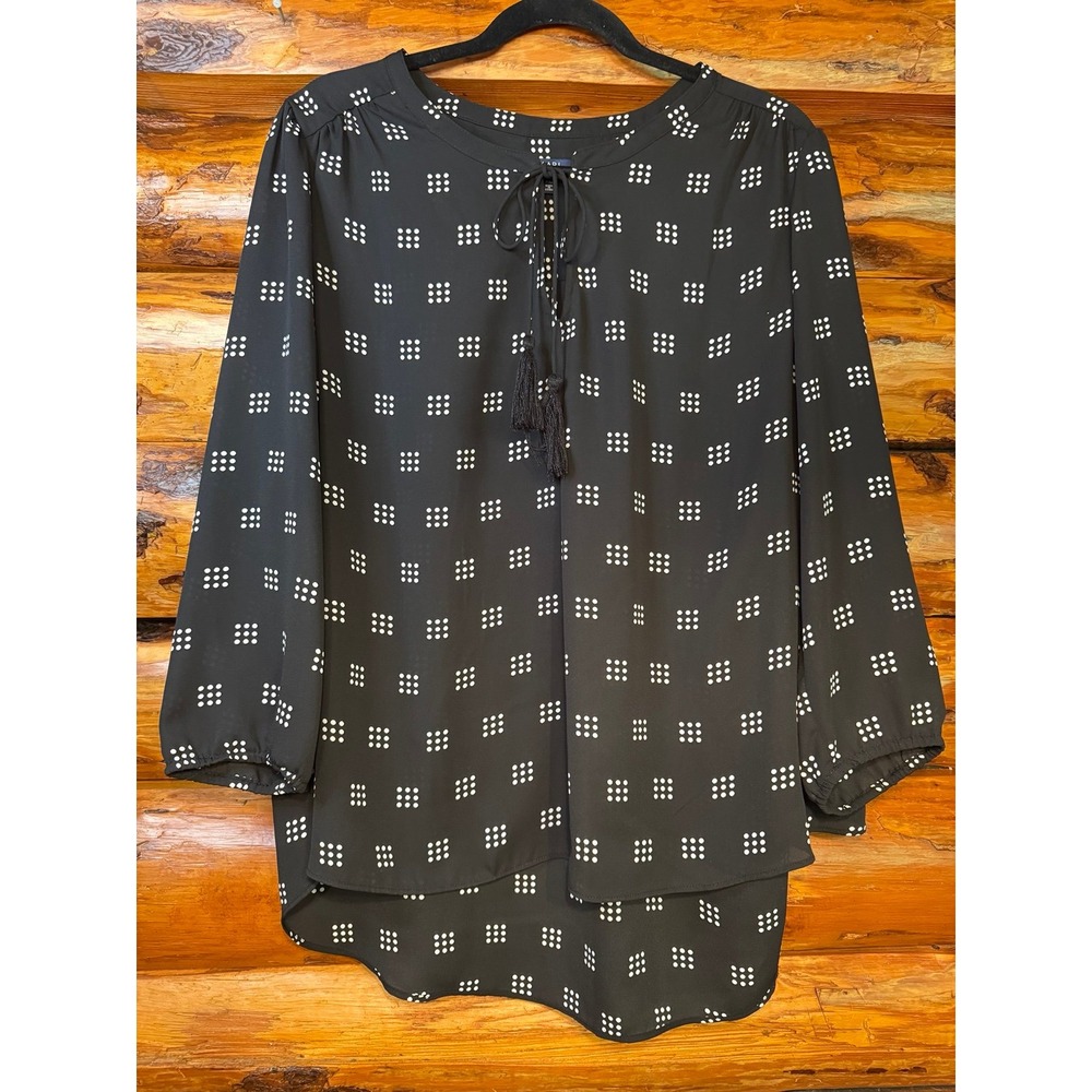 Kaari Blue‎ Black/White LS Tunic Size XL